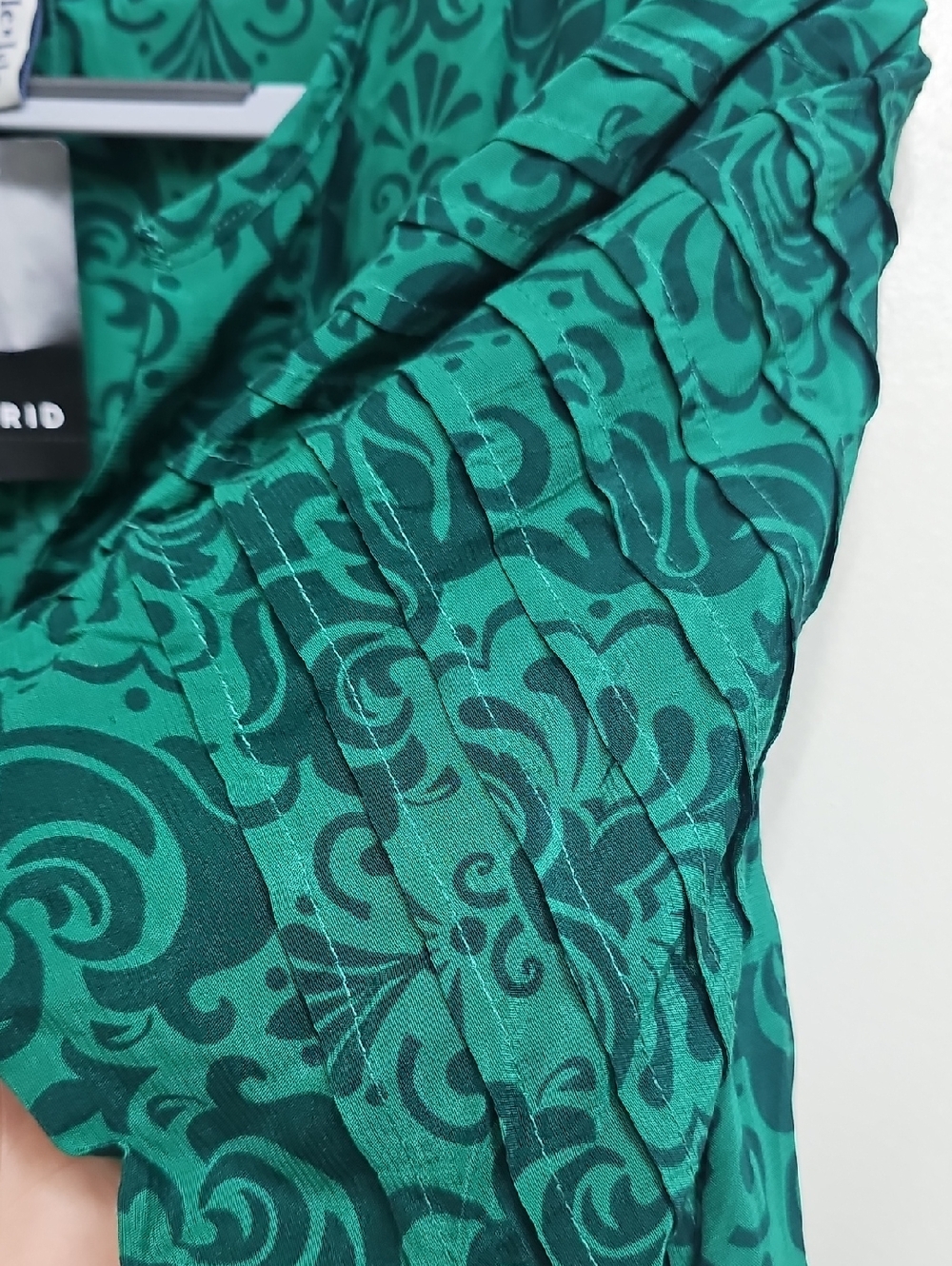 Torrid Belle Isle NWT Damask Emerald Marine Green Women's Blouse - Picture 3 of 6